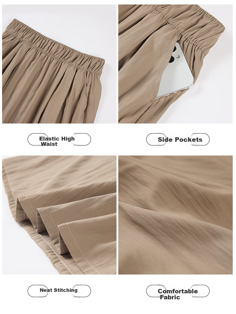 Ziyouxi Women's Midi Skirt, 2026 New Summer Thin Style, High-Waisted A-Line Slimming Umbrella Skirt, Pleated Long Skirt, Petite Yamamoto Skirt 8