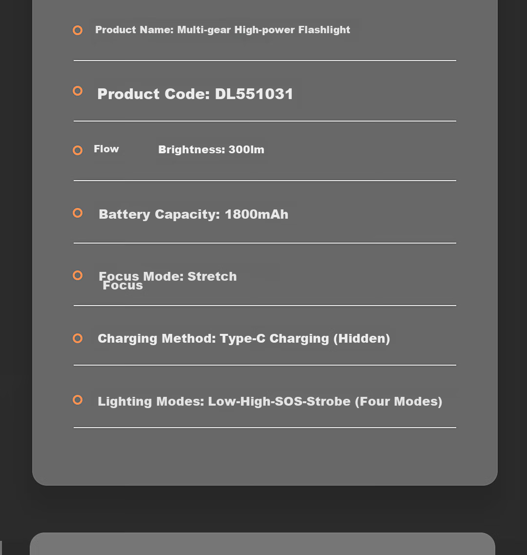 Deli Compact Flashlight, High Brightness, Outdoor Cycling, Camping, Long-Range, Long Battery Life, Wilderness Survival Light 24