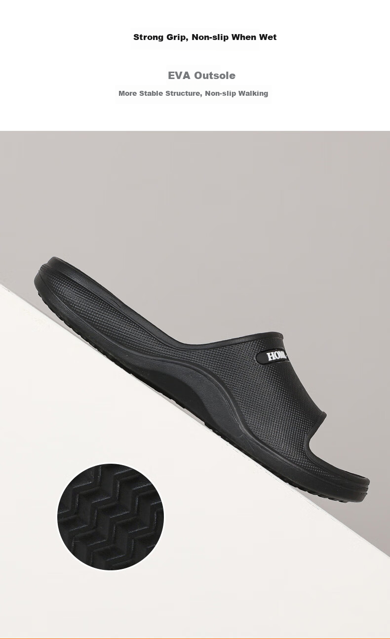 GUOLUOFEI Extra Large Slippers for Men And Women, Summer Indoor Home Bathroom EVA Shower Non-Slip Plus Size Black 50-51 8