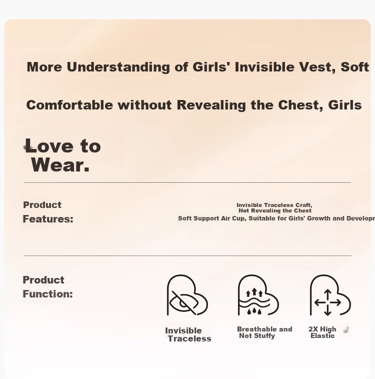 GRACEWELL Girls' Foundation Liquid Bra for Children And Teenagers, Invisible Non-See Through Bra for Puberty, for Middle And High School Students Aged 9-18 XL 1