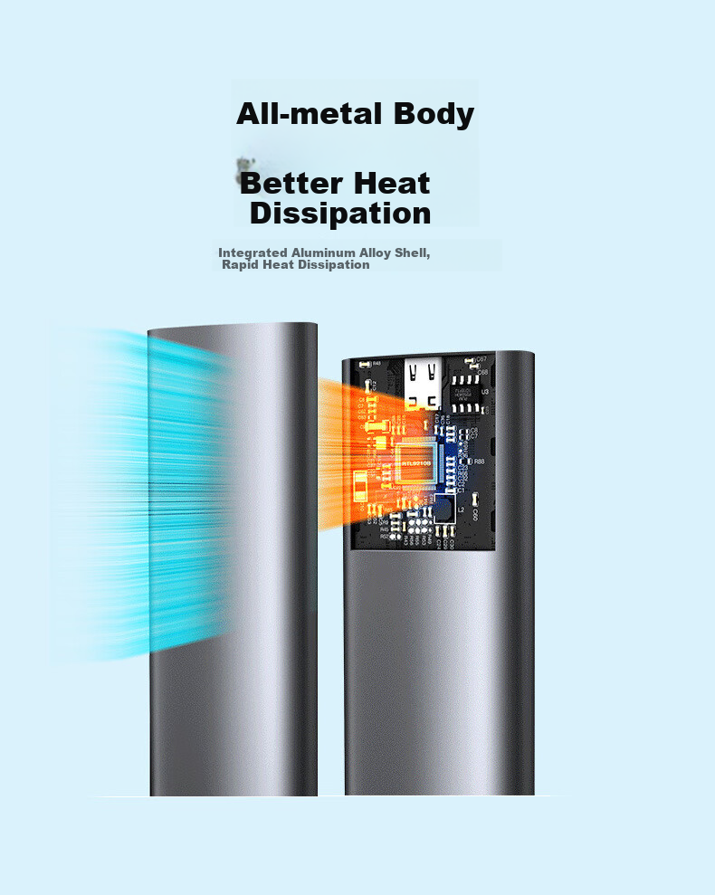 LinkStone M.2 NVMe Portable Hard Drive Enclosure, Type-C 3.2 Interface SSD Enclosure for Laptops, Full Aluminum External Enclosure 9