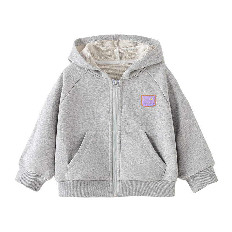 Huanxixiaoxiong Boys' Jacket, Girls' Spring And Autumn Versatile Long-Sleeve Hooded Coat, Children's Solid Color Casual Zipper Baby Clothes