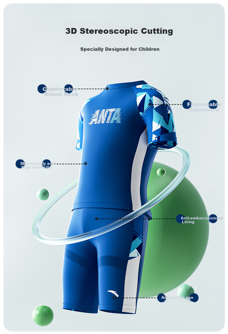 ANTA Children's Swimwear, Boys' 2026 New Style Swimsuit And Trunks Set, Two-Piece Youth Professional Sports Training Swimwear 2