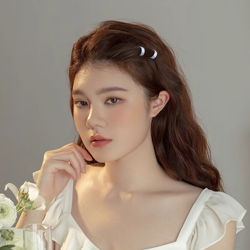 Xiangwan Rhinestone Hair Clip 2-Piece Set for Women, Front Bang Clip, Side Hairpin, Small Hair Clip, Gift for Women 1