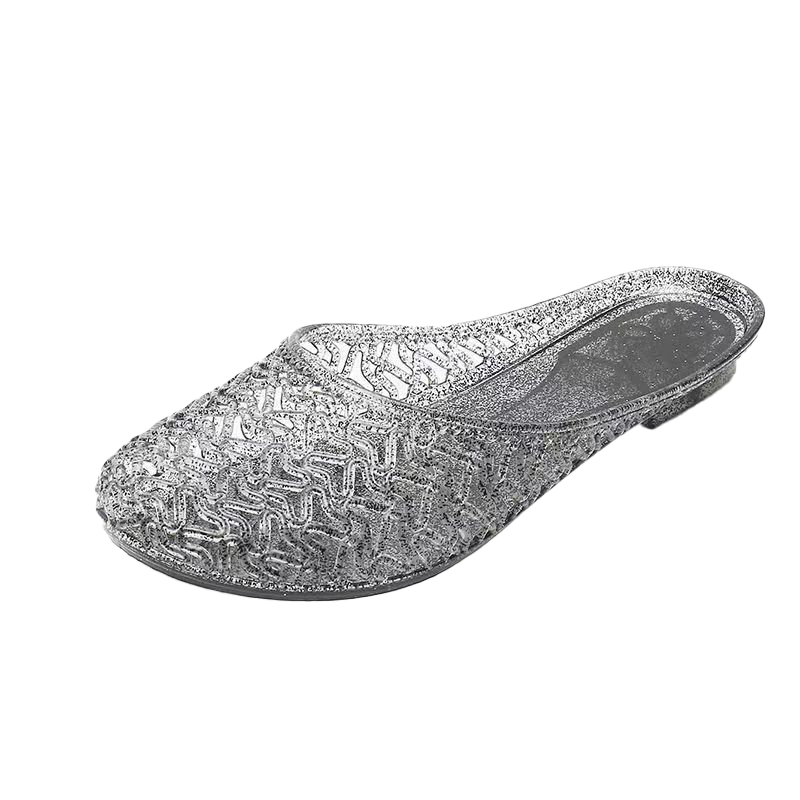 FOOTOPPO Crystal Slip-On Sandals for Women, Fashionable And Stylish Home Slippers, Summer Non-Slip Closed-Toe Slippers for Wome