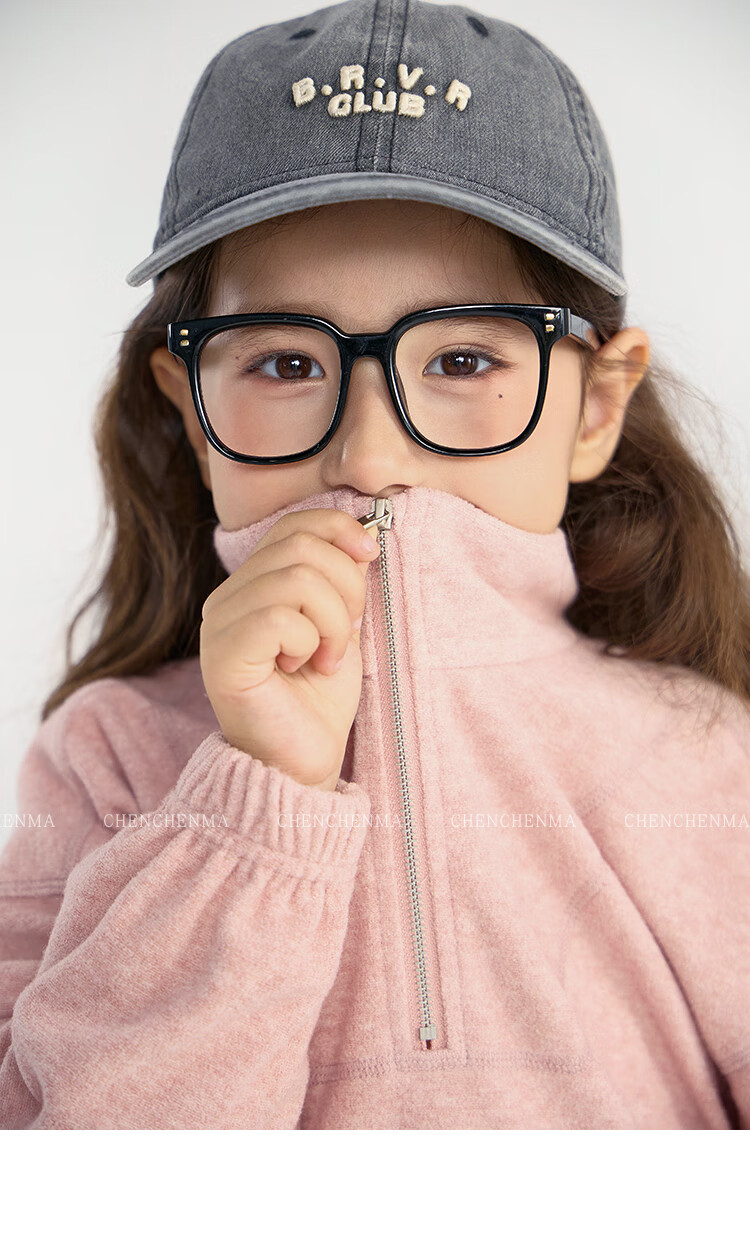 Chenchenma Girls' Semi-Turtleneck Zip-Up Sweatshirt, 2026 Autumn New Style, Loose-Fitting Hem with Drawstring, Trendy Parent-Child Top 9