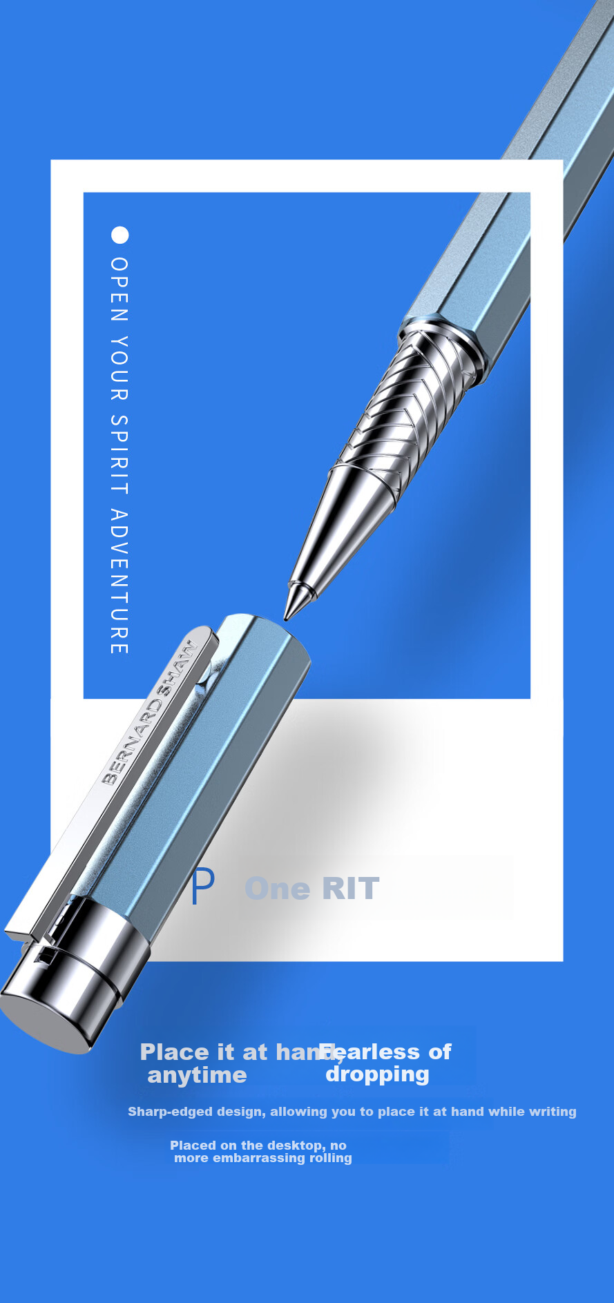 Bernard Shaw Mid-Autumn Festival And National Day Gift Ballpoint Pen, High-End Luxury [Sprite] Glacier Light Blue Ultimate Refill Gift Box Set, Premium Business Office Signing Pen Gift 7