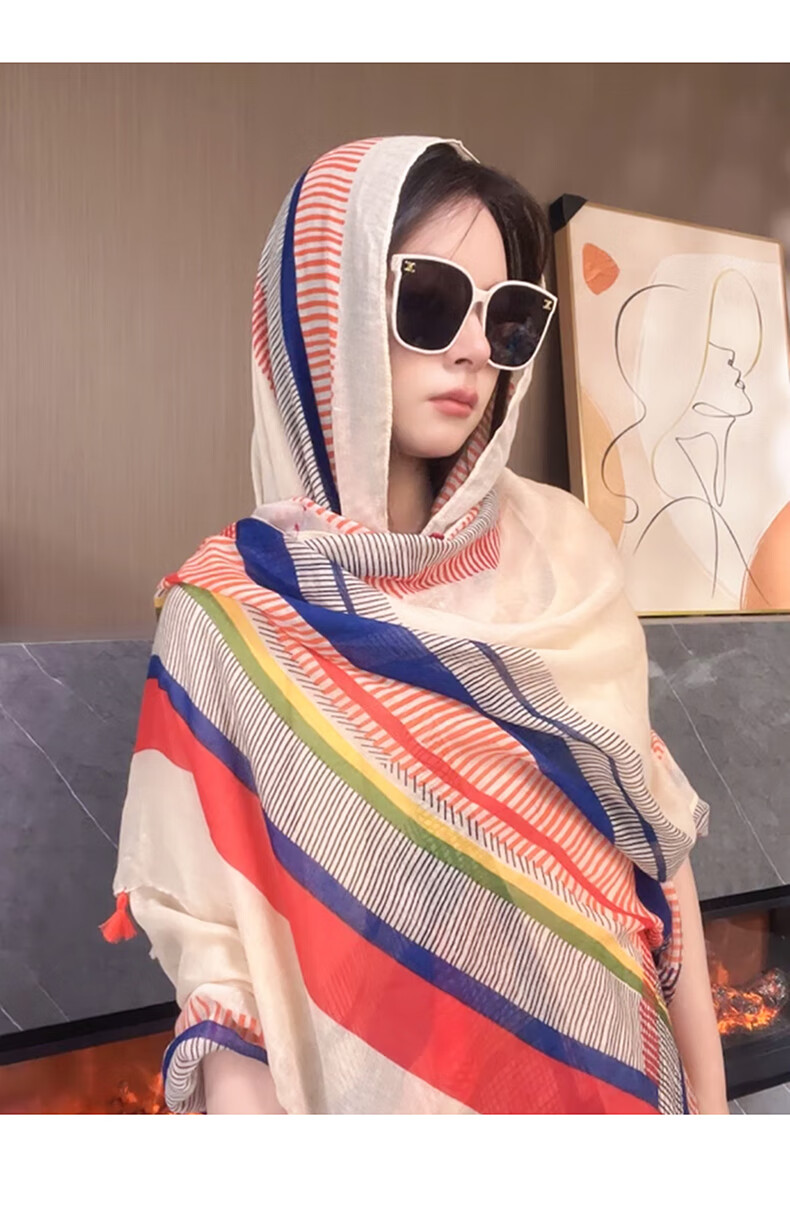 Jian Cai Premium Printed Silk Scarf for Women 2026 New Shawl Travel Sun Protection Gauze Scarf Ethnic Style Frog Button Wrap Beach Outerwear 6