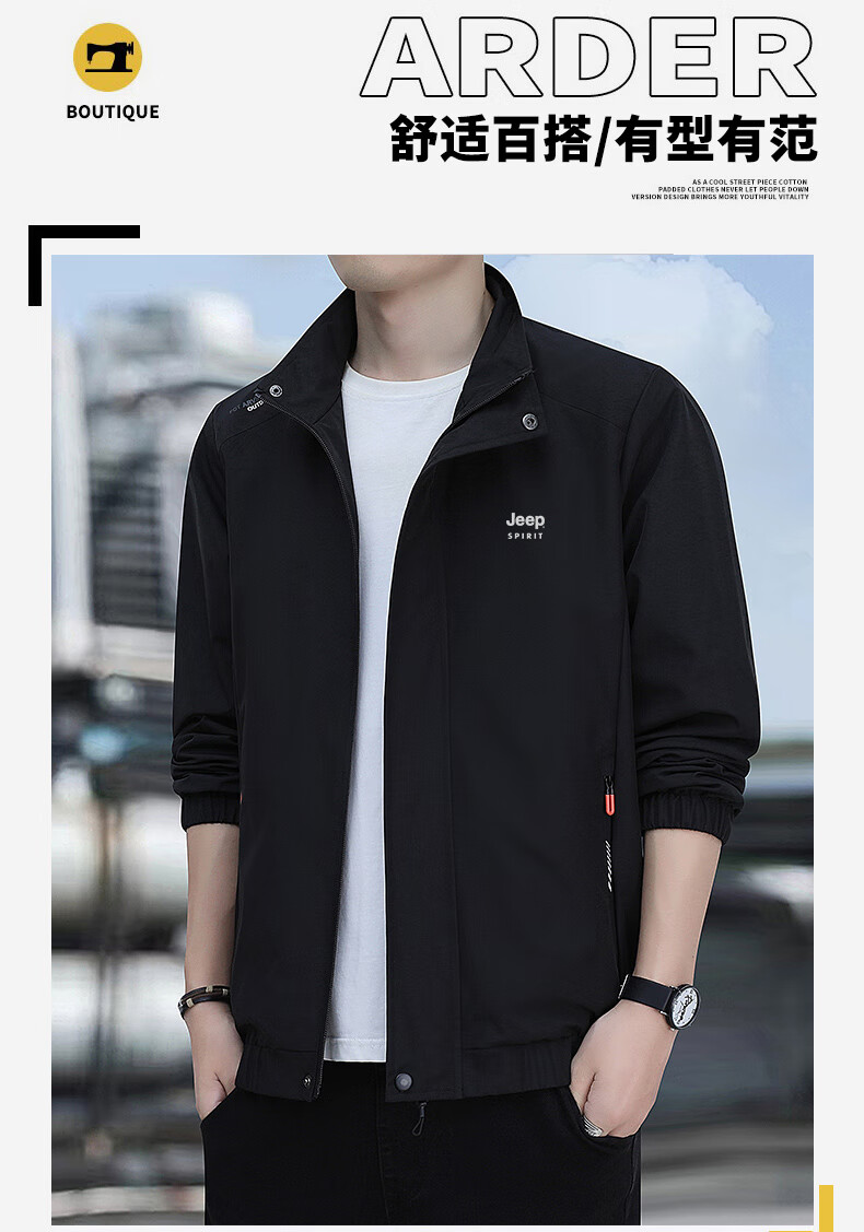 JEEP SPIRIT Men's Spring Jacket, Casual Outerwear for Men, Loose-Fitting Clothing for Me 1