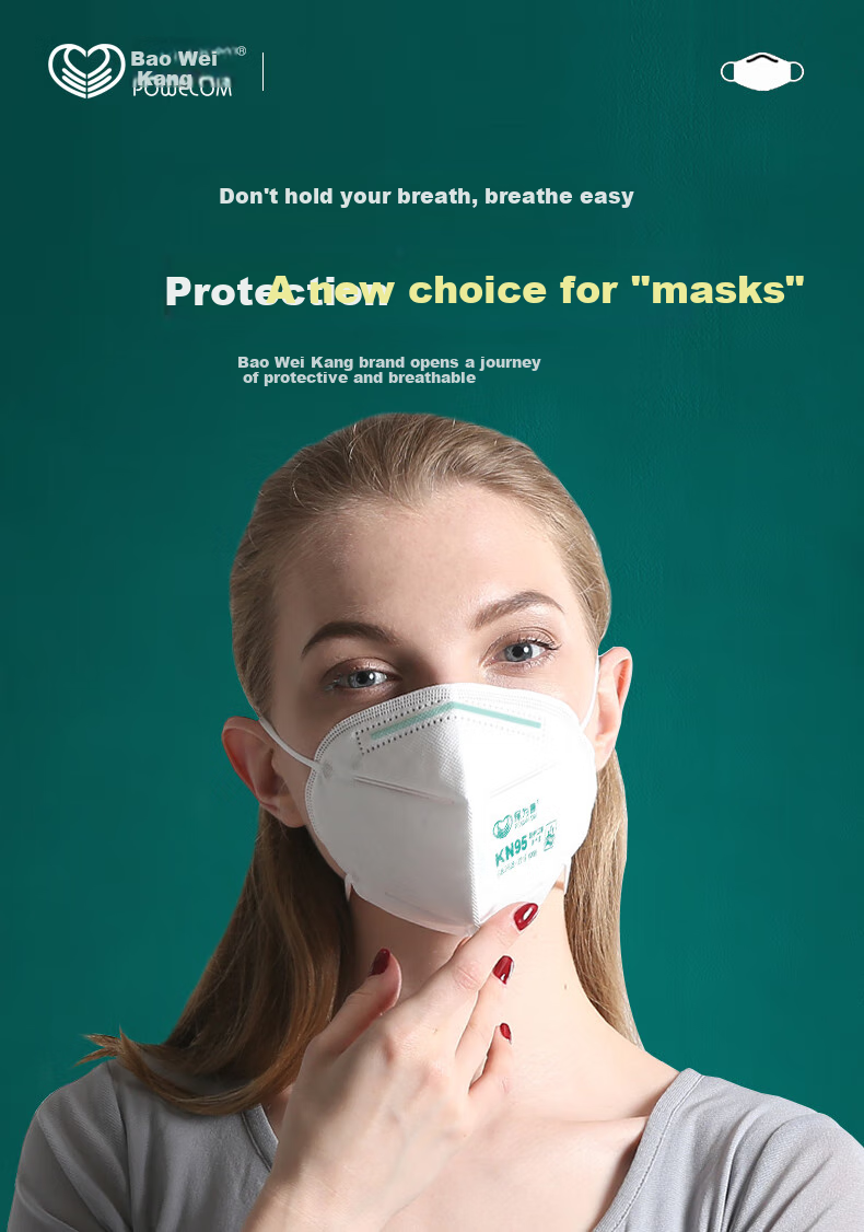 Baoweikang KN95 Mask, 3D Protective Anti-Droplet Bacteria Pollen Dust PM2.5 Anti-Smog Mask, Thin Breathable KN95-T1 (5 Packs 50 Pieces) 1