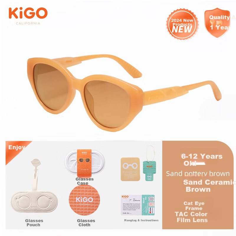 Kigo Fashion 2025 New Polarized UV Protection Sunglasses, Retro Versatile for Older Children, Glass Yellow (6-12 Years Old) 10