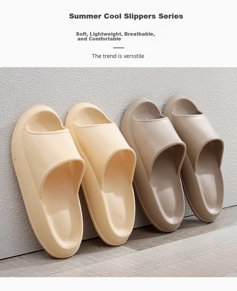 GUOLUOFEI Squishy Slippers for Men And Women, Summer Home Couple Bathroom Shower Outdoor Thick-Soled Sandals, White, Size 38-39 1