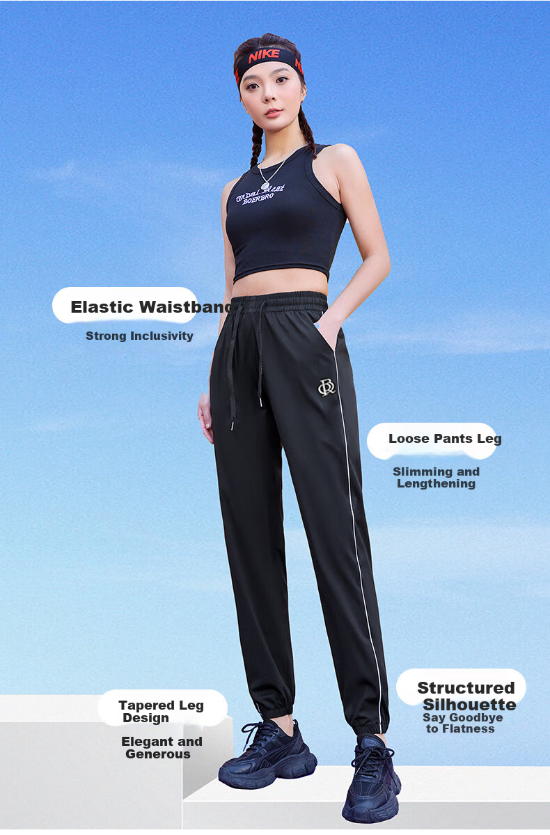 LangSha Ice Silk Quick-Dry Pants for Men And Women, Summer Breathable Cool-Feeling Sun Protection Trousers, Sports Running Fitness Reflective Striped Casual Pants 5