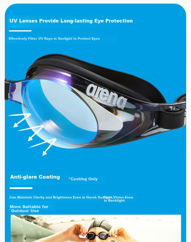 Arena Swimming Goggles, Imported High-Definition Anti-Fog Pioneer Small Shell Coated Series Goggles, Comfortable, Leak-Proof, Professional Training 5