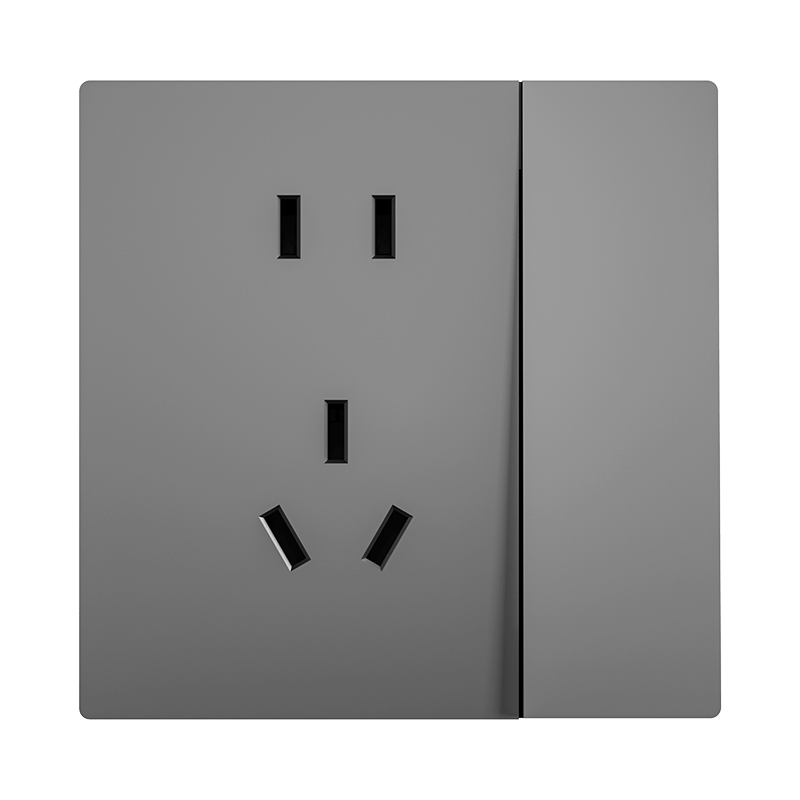 Linptech E3S Matching Switch Socket, 10A Five-Hole Socket with Single Control Switch, 86-Type Concealed Socket, Gray