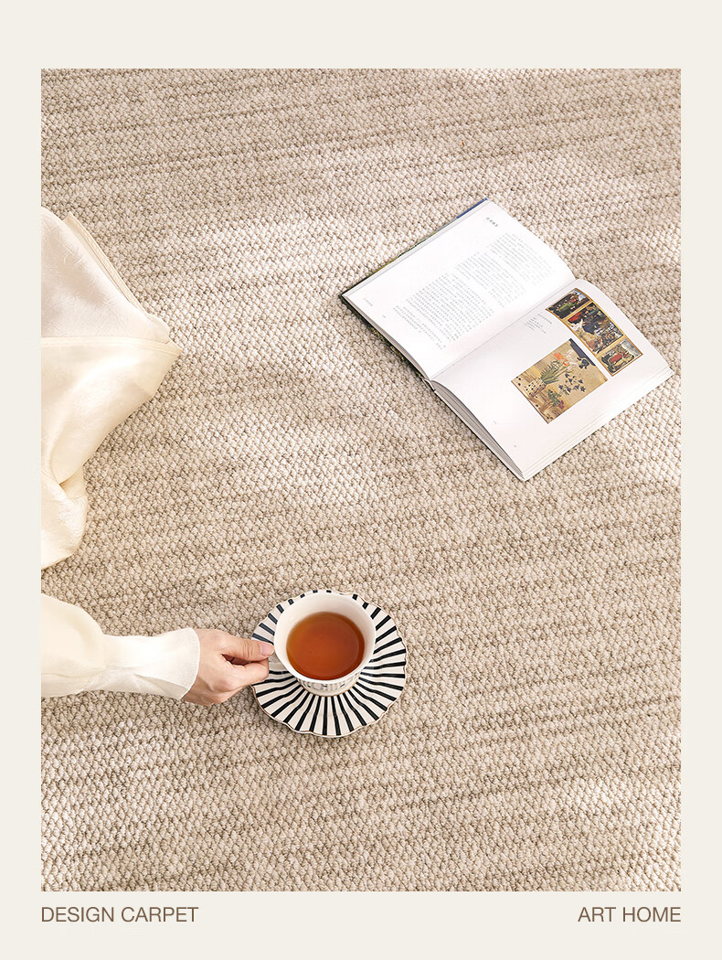 Dajiang Bedroom Bedside Rug, Wool Light Luxury High-End Feel, End-Of Rug, Round Front Carpet, 100x100cm 2