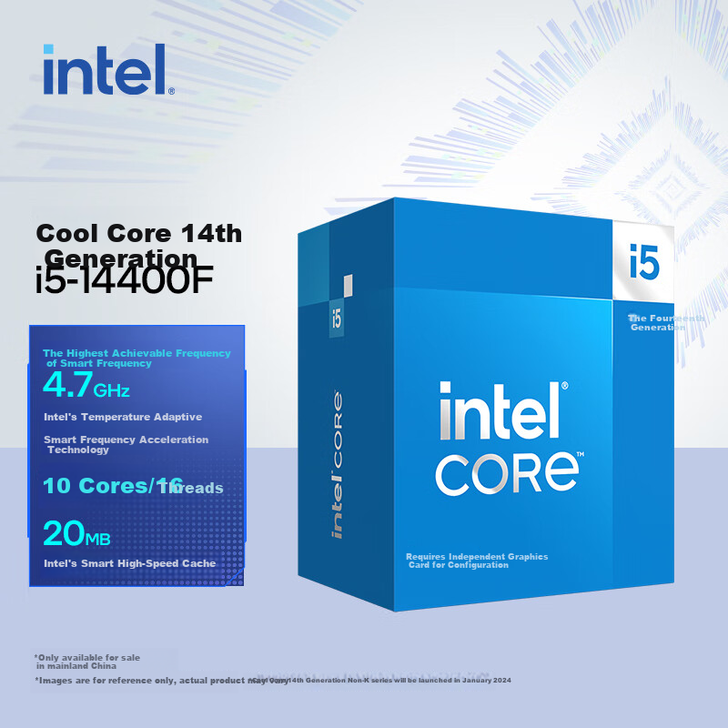 Intel Core 14th Gen I5 Processor 14400F, 10 Cores 16 Threads, Turbo up to 4.7GHz, 20M L3 Cache, Desktop Boxed CPU