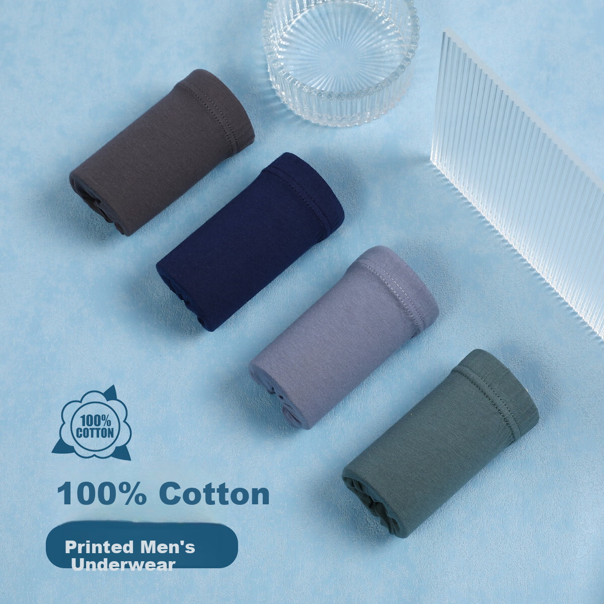 Hodo Pure Cotton Men's Underwear with Antibacterial Crotch And Contrasting Colors, 4-Pack Set One, XL (175)