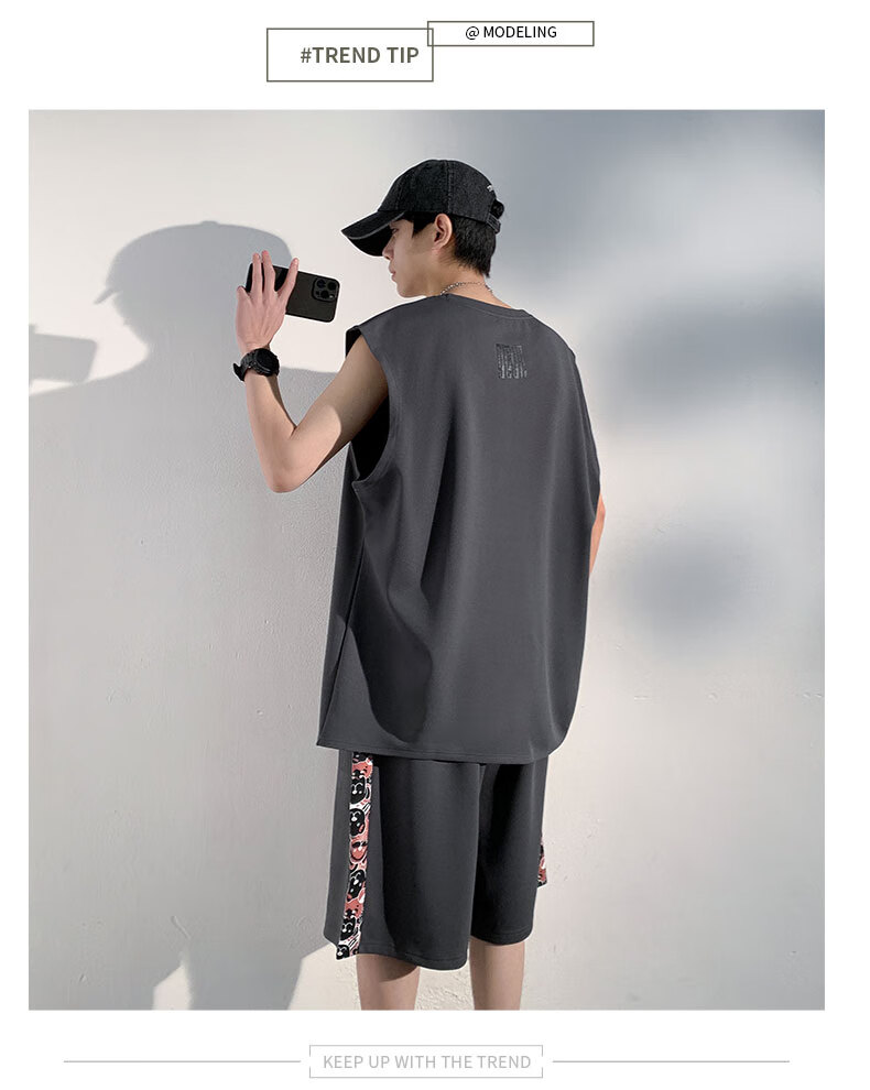 POUM American Style Ice Silk Quick-Dry Men's Sleeveless Vest Summer Sports Outerwear F25812 Black 2XL 16