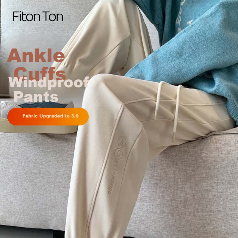 FitonTon Women's Pants, Autumn And Winter Nano Tapered Leg Pants, Slimming Thickened Cold-Resistant Casual Windproof Sports Sweatpants, Beige, Size S