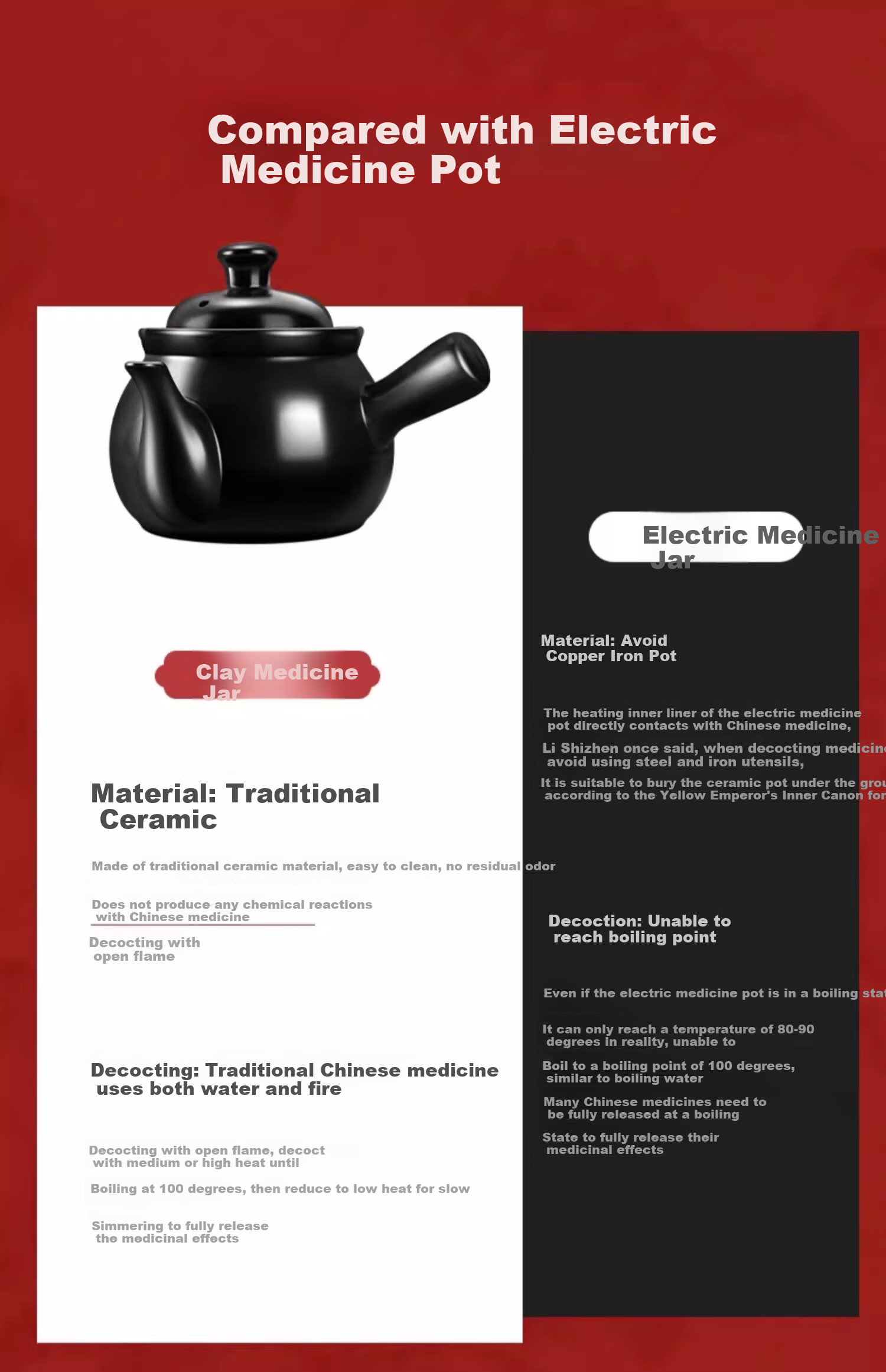 CERAMICS [Lianjiej's Choice] Herbal Medicine Frying Pot 1.8L Ceramic Open Flame Heat-Resistant Traditional Chinese Medicine Pot Health Pot TCM Decoction Pot 3