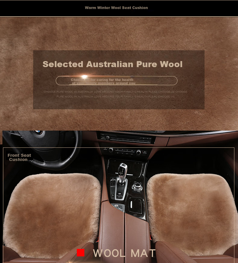 Dijialun Australian Wool Car Seat Cushion, Winter Plush Seat Cover, Sheepskin Integrated Sofa Chair Pad, Car Seat Cushio 2