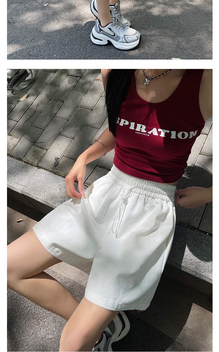 Borui Women's Summer Thin High-Waist A-Line Pure Cotton Slimming Wide-Leg Five-Point Shorts 2026 New Style 12