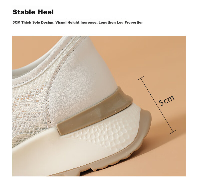 CARDANRO Women's Shoes, New Popular Thick-Soled 5cm Shoes, Mesh Thin Casual Sneakers for Women, Summer Breathable Height-Increasing Shoes for Wome 4