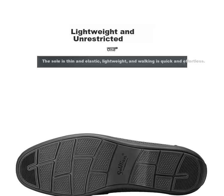 Goldlion Men's Shoes, Breathable Perforated Business Casual Shoes, Hollow Driving Shoes, 567820080ALD, Black, Size 37 5