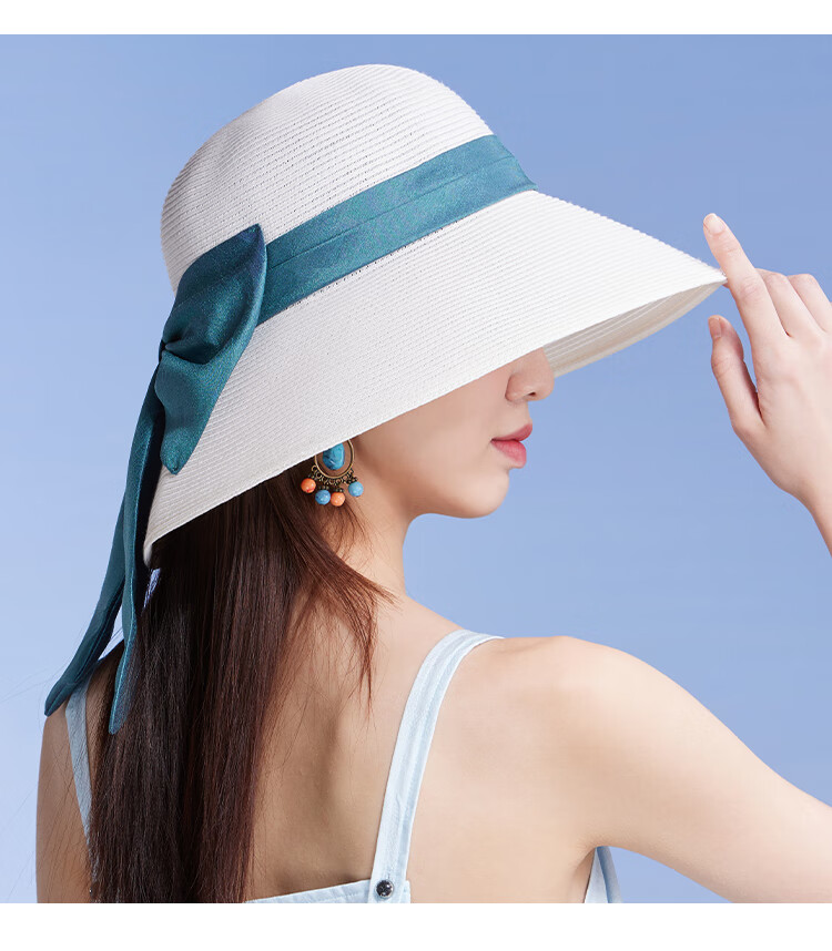Shanghaigushi Women's Beach Hat, Seaside Sun Protection Hat with Wide Brim, Straw Hat for Travel And Outdoor Activities, Mid-Autumn Festival Gift 8