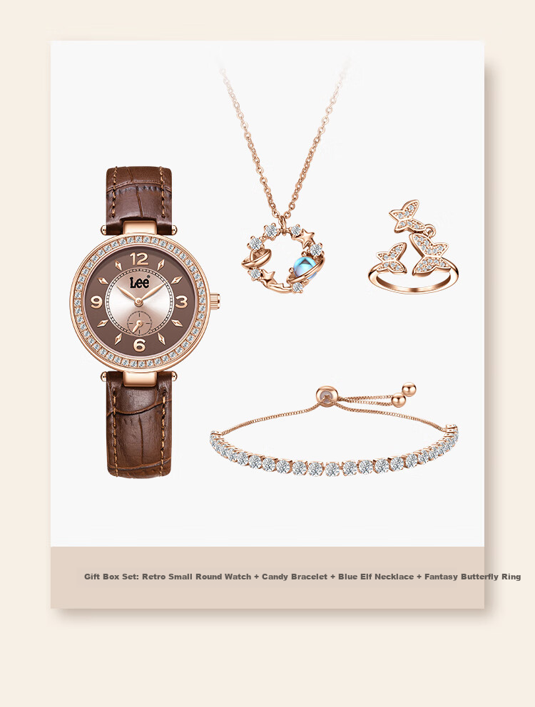 Lee Women's Watch, Simple Leather Strap, Compact Vintage Light Luxury Quartz Watch, Birthday Gift, 2026 New Model M498, Brow 2