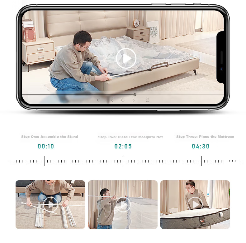 KORRESTAR Class A Household Full-Coverage Mattress-Style Anti-Fall Mosquito Net, Prevents Falling off Bed, Full Coverage Bottom, Thick Gray, 1.8 Meters [1 Bottom Screen] 29