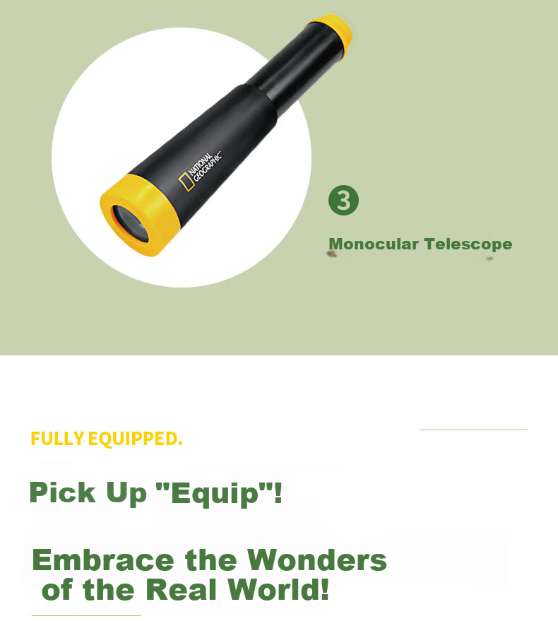 National Geographic Kids Monocular Telescope Children's Camera Walkie Talkie Outdoor Travel Gift Set 3
