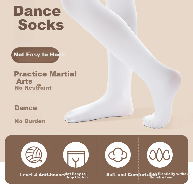 BOBDOG Children's Leggings, Spring And Autumn Girls' Dance Tights, Comfortable Kids' White Stockings, Leg Warmers 2
