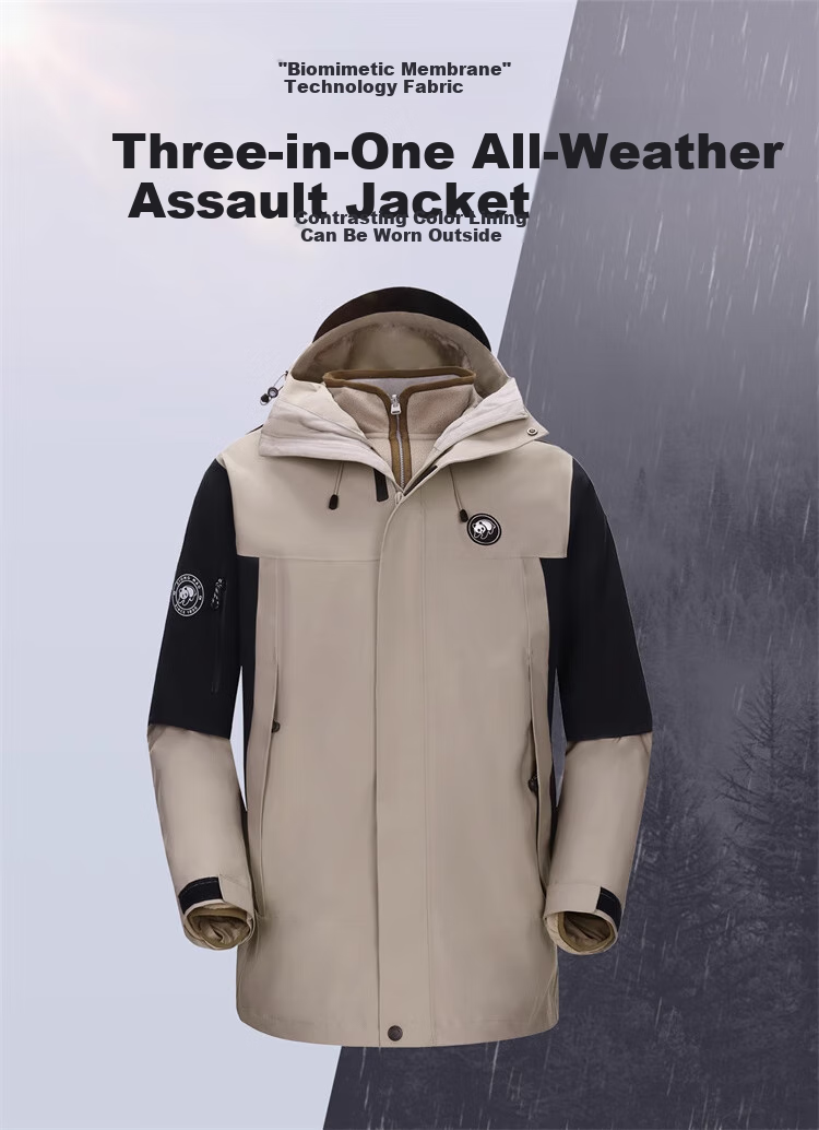 CAMEL Panda Outdoor Jacket for Men And Women, Winter Windproof And Cold-Resistant Travel Fleece Three-In Mountaineering Suit 3
