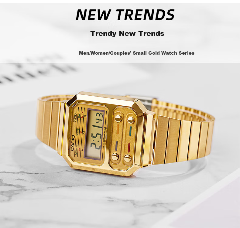 CASIO Watch, Unisex Digital Display Classic Square Electronic Couple Watch, A100WE-7B 2
