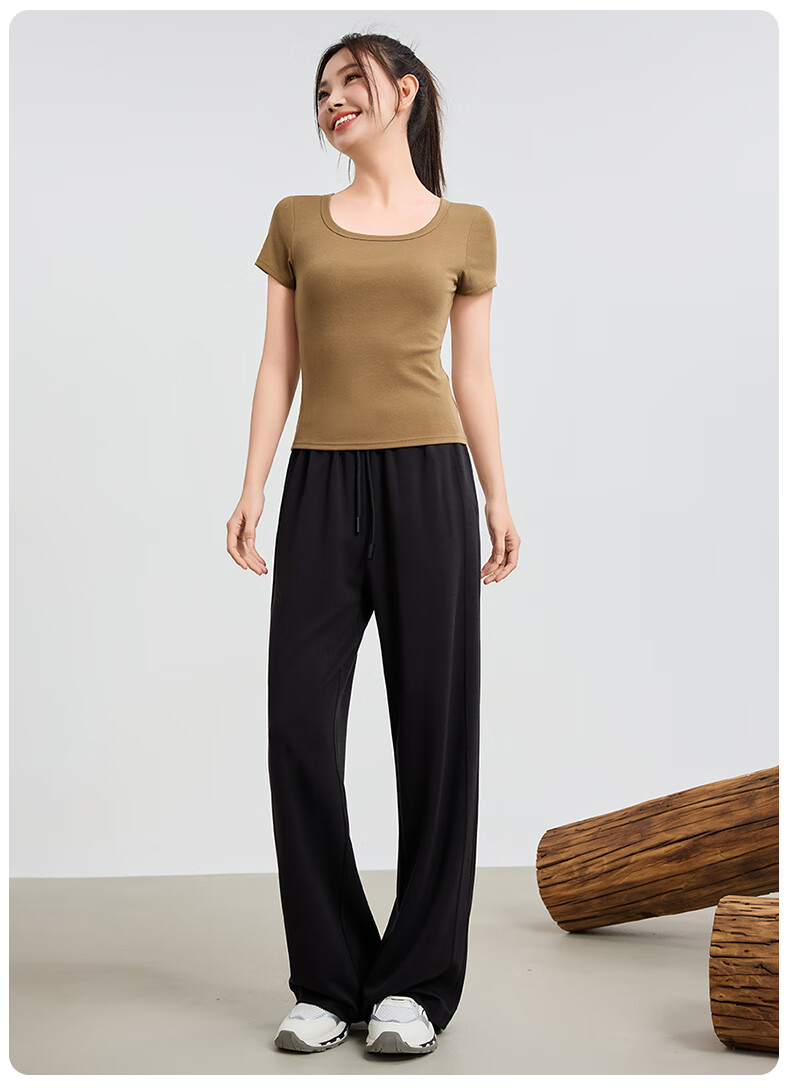 I'd Casual Loose Straight Wide-Leg Pants for Women, 2026 Early Autumn Wear, Flowy Floor-Length American-Style Sweatpants, Night Black, Size L 11