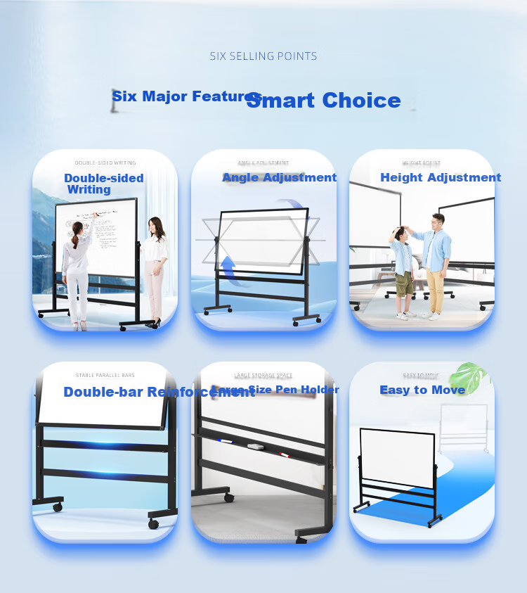 BBNEW Premium High-End 90*180cm Whiteboard Writing Board with Stand, Double-Sided Writing, Movable, Height Adjustable, Flip-Top Children's Blackboard for Office Meetings, Home Use, Teaching And Training V-D 2