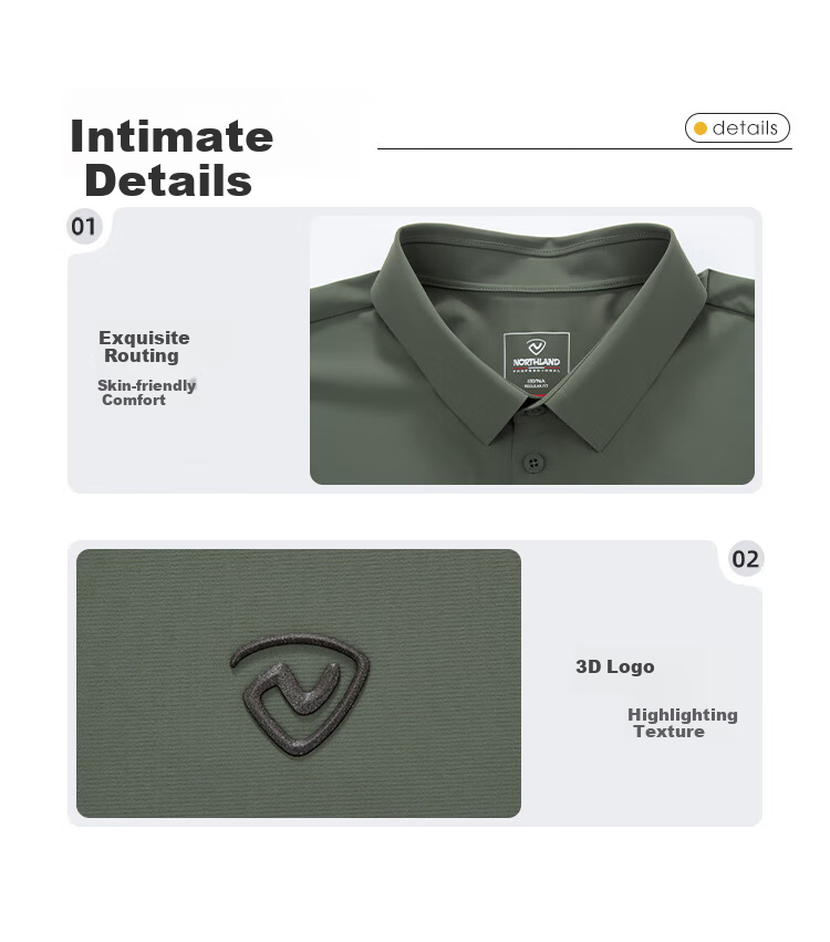 NORTHLAND Men's Collared Short Sleeve T-Shirt, Outdoor Sun Protection, Skin-Friendly, Breathable, Simple And Comfortable Business Polo Shirt 11