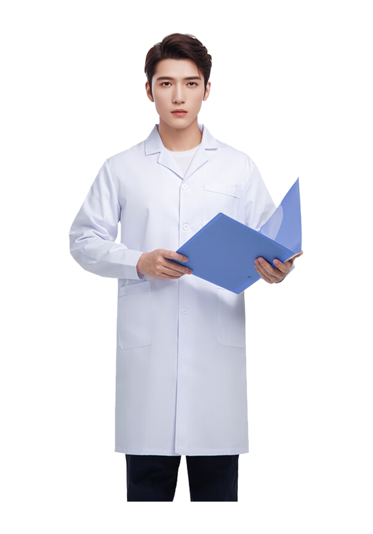Gongpinxing Men's And Women's Long-Sleeve White Lab Coat, Work Uniform for Interns And Laboratory, Long Sleeves with Button Cuffs 14