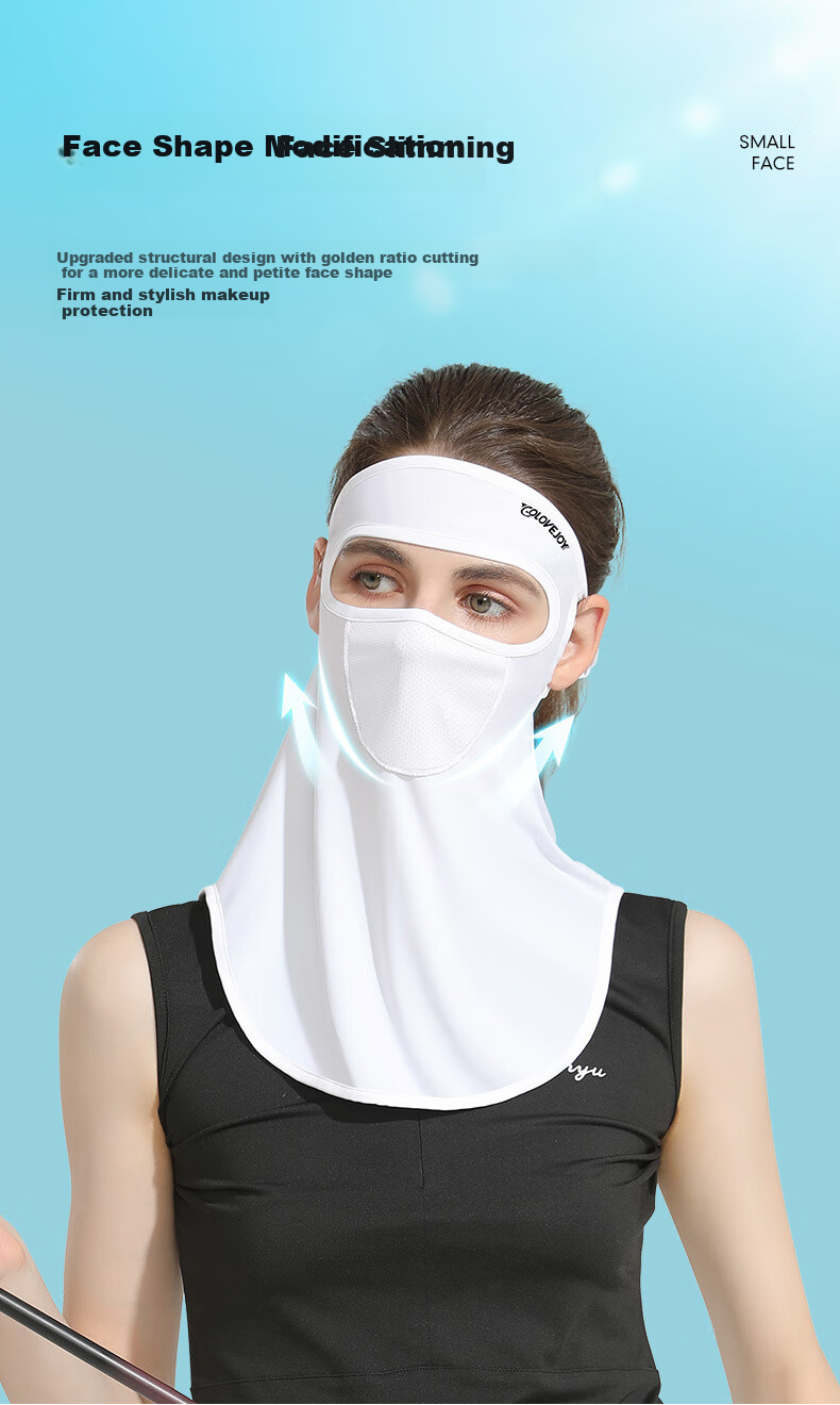 GLO-STORY Sun Protection Face Mask for Women, Full Face Sun Protection Mask for Outdoor Cycling And Golf, Ice Silk Thin Face Covering Face Mask WKZ214013 Arctic Gray 8