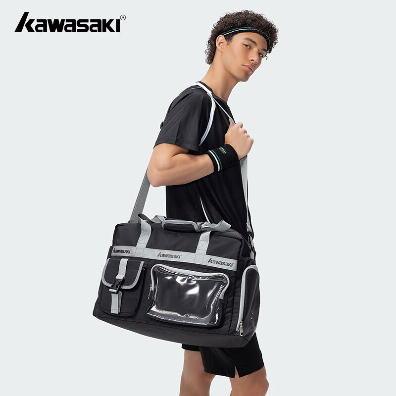 KAWASAKI Badminton Bag Pain Bag Series Large Capacity Multifunctional Compartment Sports Handbag Shoulder Bag C8147 Black