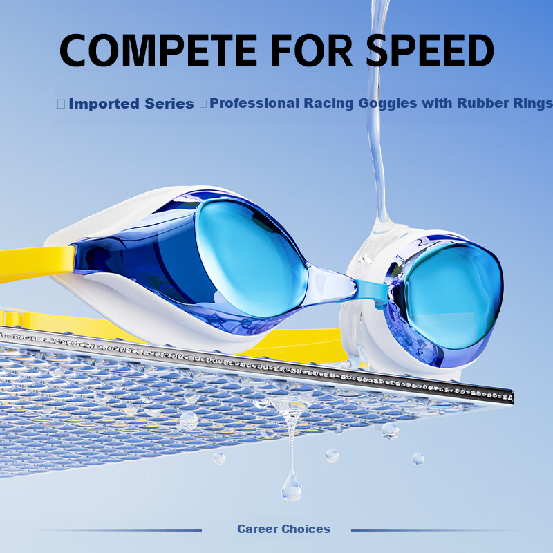 MIZUNO Swimming Goggles, Imported from Japan, Professional Competition, Shock-Absorbing One-Piece Molded Design, Waterproof And Anti-Fog Adult Glasses N3JEA591 Blue