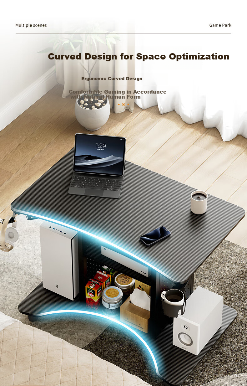 PSEAT Computer Desk Gaming Station with Multiple Scenarios, Compact Desk with Movable Computer Table, Home Gaming Desk 6