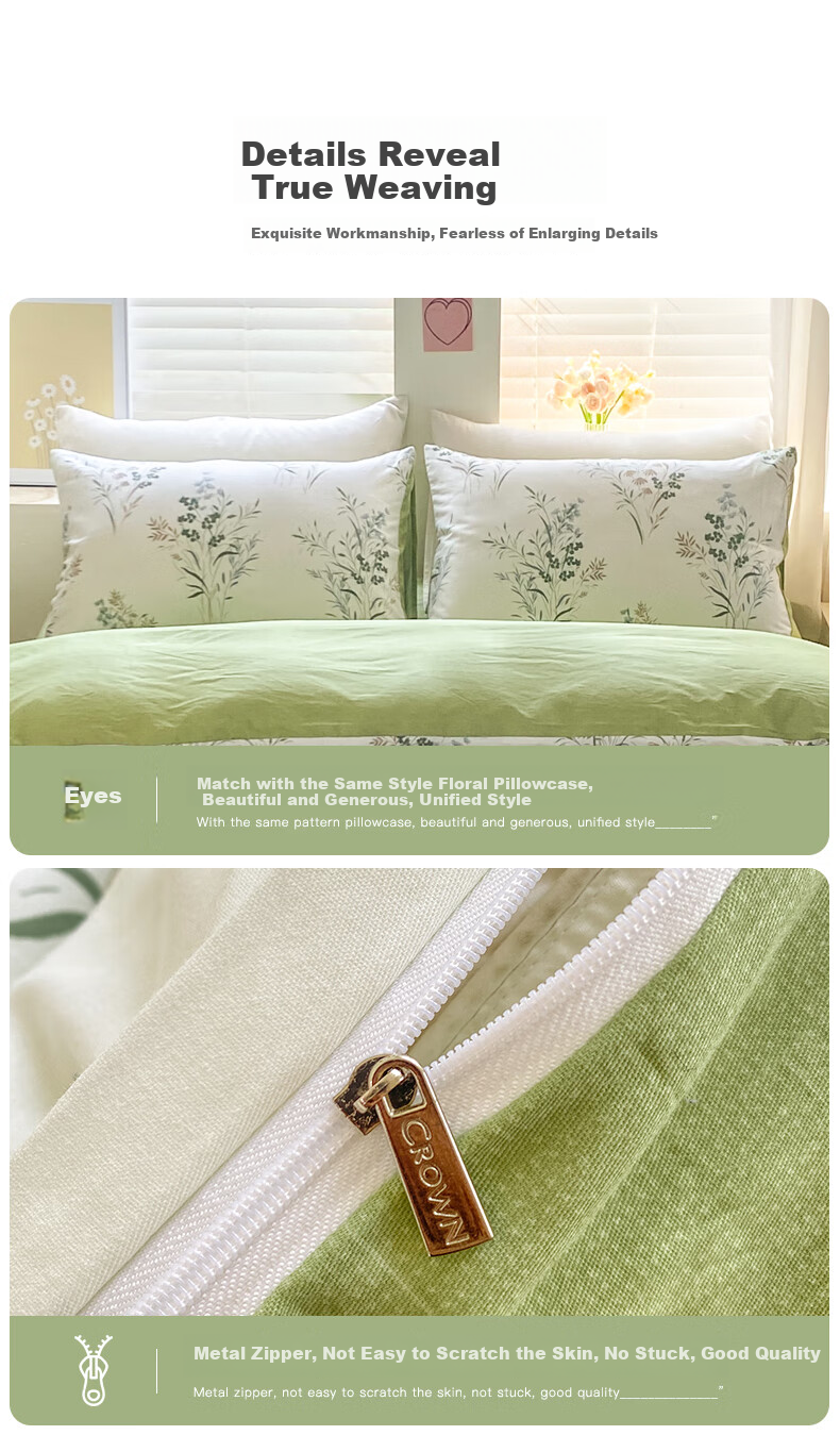 CROWN Bedding Set, Pure Cotton 100%, for 1.5/1.8m X 2m Bed, Spring And Autumn Duvet Cover, High-End Luxury Four Seasons Pillowcase, Quilt Cover, 200x230cm 8