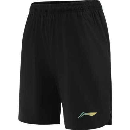 Li-Ning Badminton Shorts for Men, Spring And Summer Comfortable Breathable Sports Sweat-Absorbing Competition Training Pants, Black, Size S