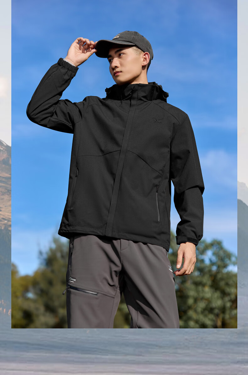 Mizuno Men's Outdoor Jacket Spring Autumn Hooded Versatile Windproof Waterproof Mountaineering Coat Mist Lotus White 3XL 1