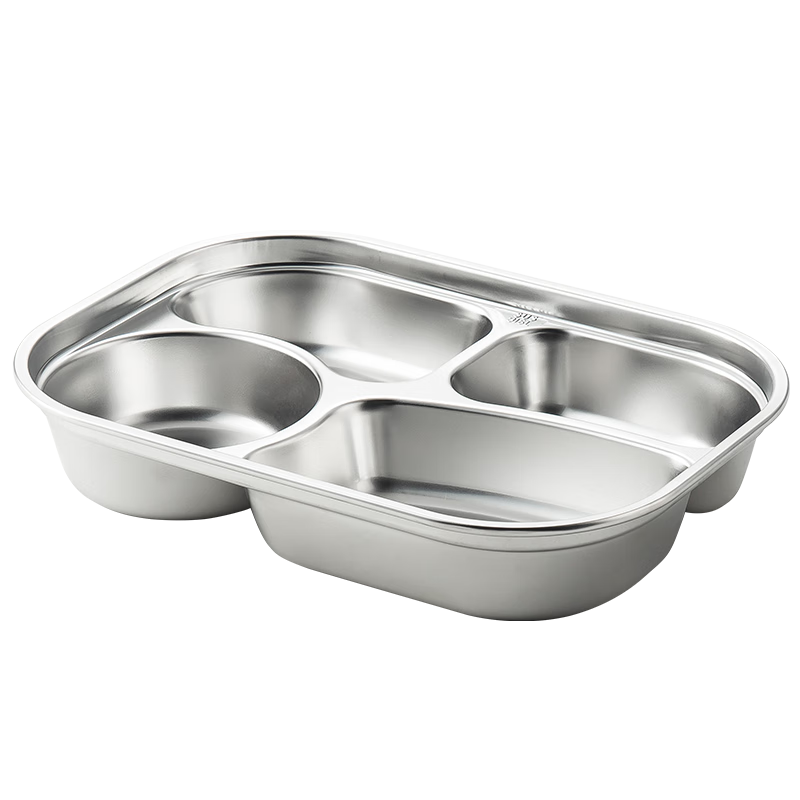 MAXCOOK 316L Stainless Steel Lunch Box Divided Tray Microwaveable Student Lunch Box 4-Compartment Without Lid MCFT8937
