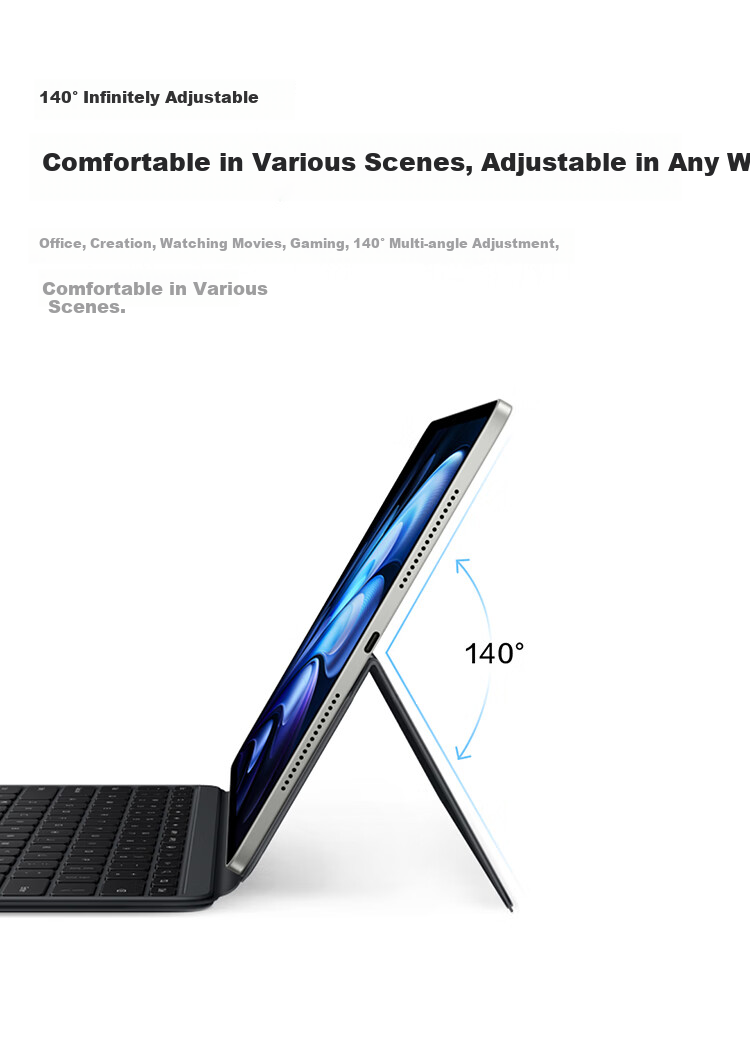 Vivo Smart Touch Keyboard 5, New Moon Gray, Professional Key Layout Design, Extra-Large Touchpad, 140° Adjustable [Compatible with Vivo Pad5 Tablet] 4