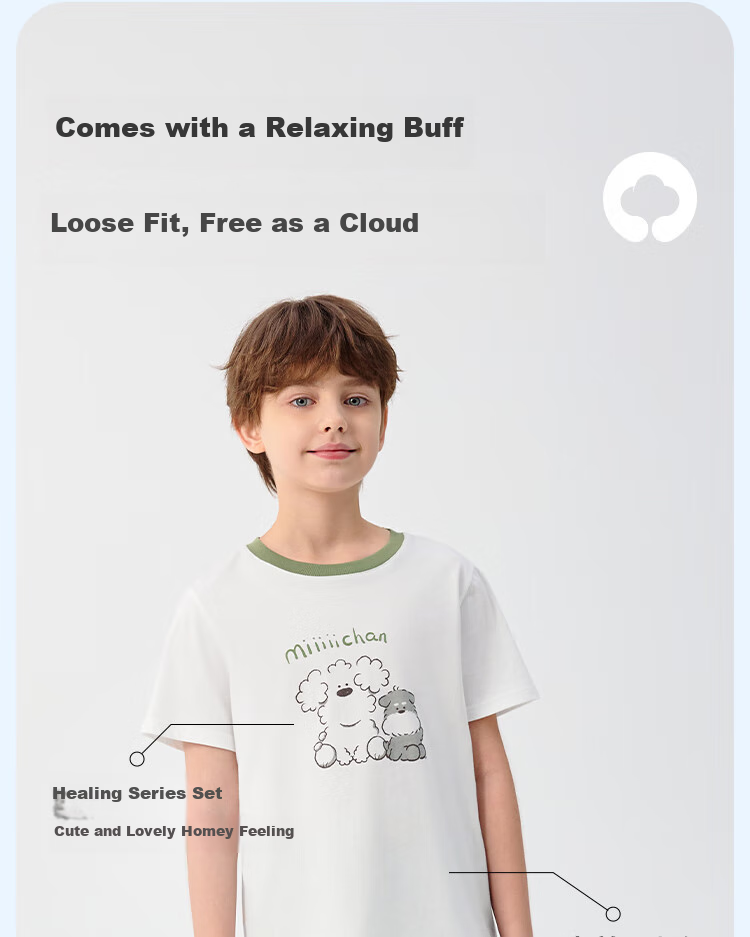 BALABALA Pajama Set for Boys And Girls, Home Wear, Air Conditioning Clothing, Summer Style [Miiichan IP] 209225171208 2